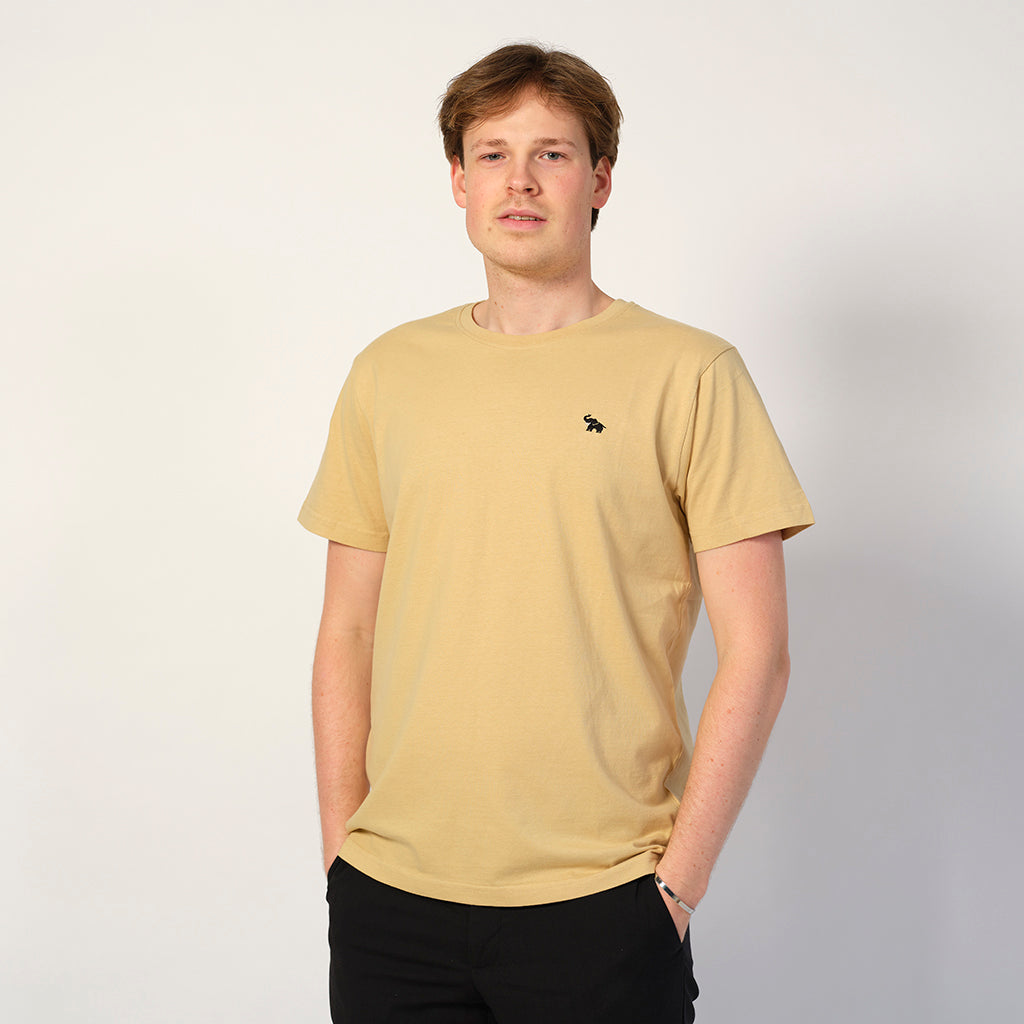 Camiseta Algodón Orgánico Beige Hombre Elefante