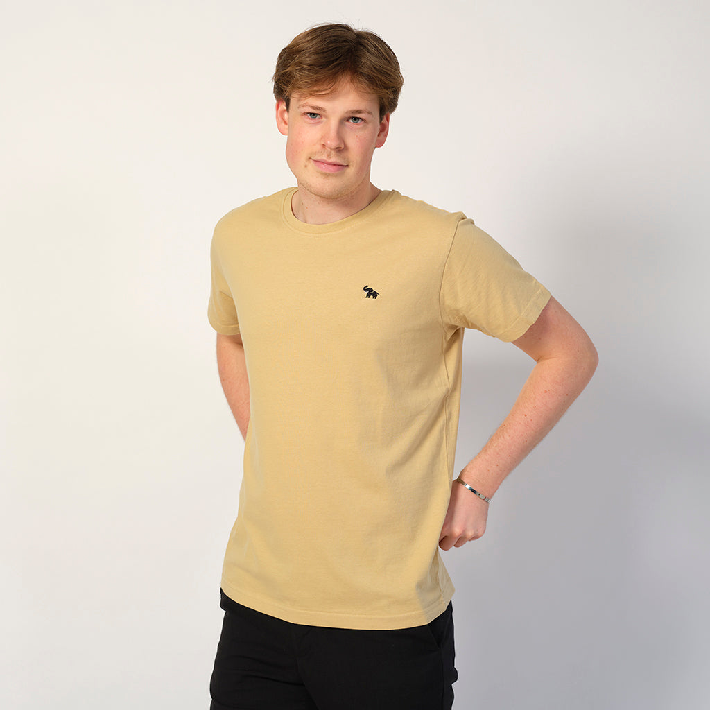 Camiseta Algodón Hombre Orgánico Beige Elefante