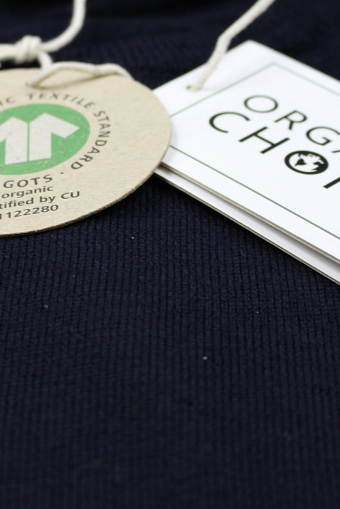 Jersey de Lana Merina Orgánica Azul Navy Detalle