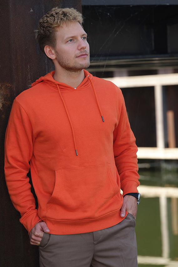 Hombre Sudadera Algodón Orgánico Naranja