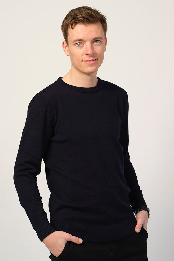 Jersey de Lana Orgánica Azul Navy hombre