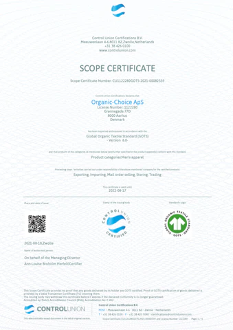 GOTS Certificate organic Choice