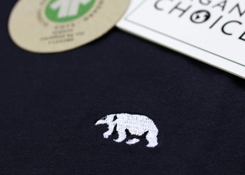 T-shirt de Algodão Orgânico Azul Navy - Urso Polar Detalhe