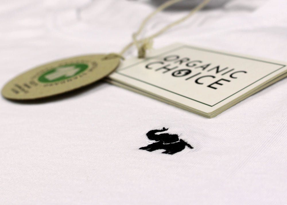 T-shirt de Algodão Orgânico Branca - Elefante detalhe