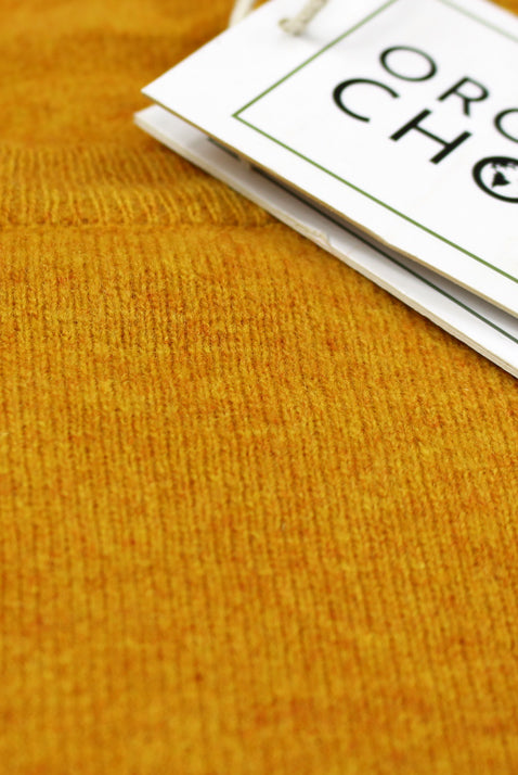 Camisola de Lã Orgânica Amarela detalhe