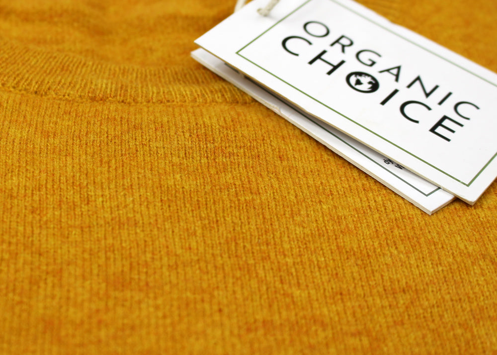 Camisola de Lã Orgânica Amarela detalhe