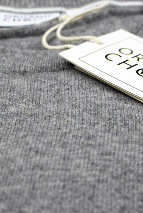 Camisola de Lã Orgânica Cinzenta Clara detalhe