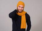 Gorro e Cachecol de Lã Orgânica Amarelo homem