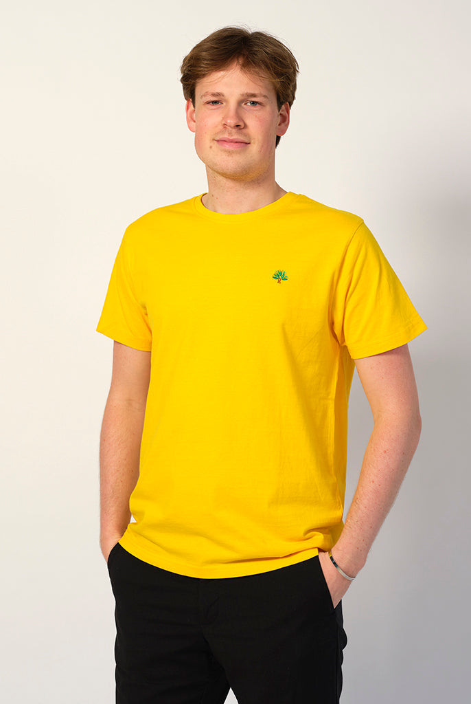 T-shirt de Algodão Orgânico Amarela Homem Árvore