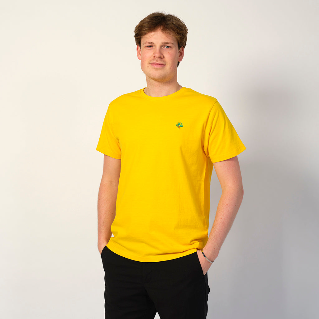 T-shirt de Algodão Orgânico Amarela Homem Árvore