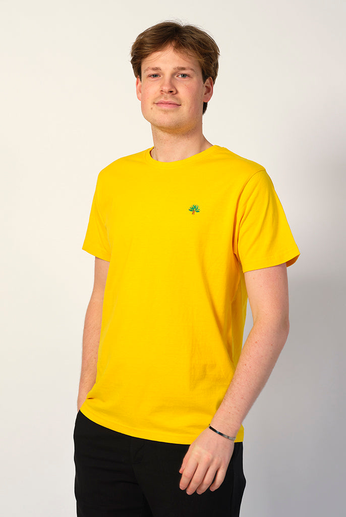 Homem T-shirt de Algodão Orgânico Amarela - Árvore
