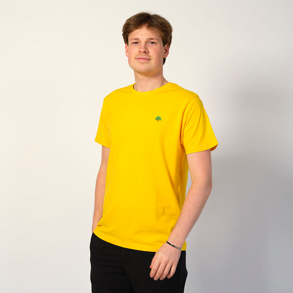 Homem T-shirt de Algodão Orgânico Amarela - Árvore