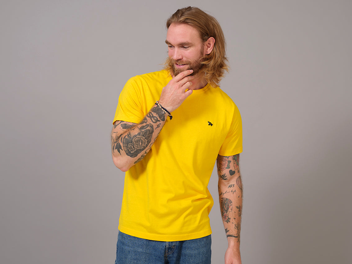 T-shirt de Algodão Orgânico Amarela Homem Elefante