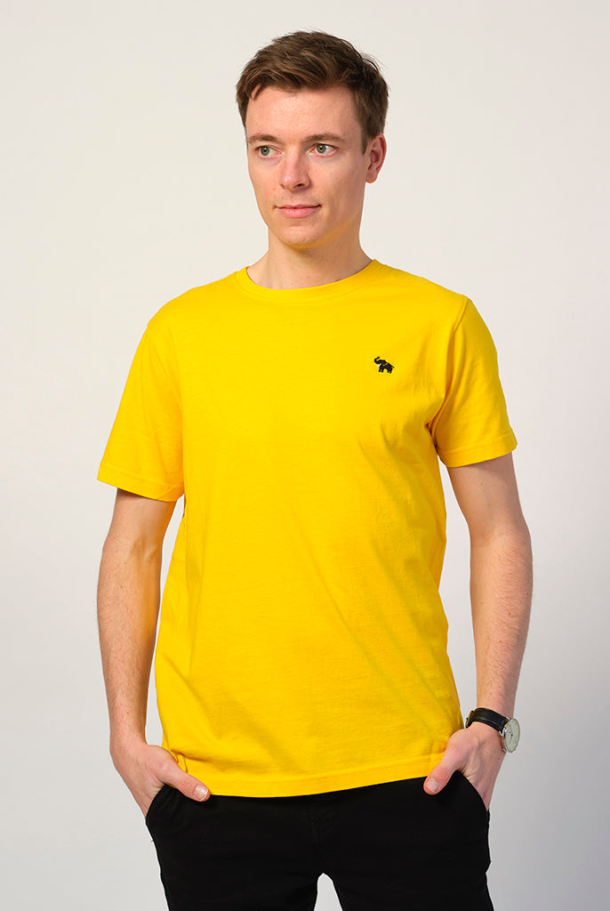T-shirt Homem de Algodão Orgânico Amarela - Elefante
