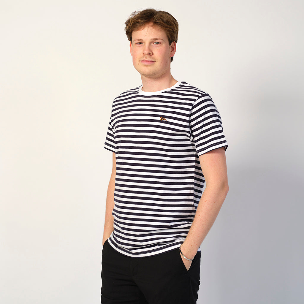 T-shirt de Algodão Orgânico às riscas - Tigre homem