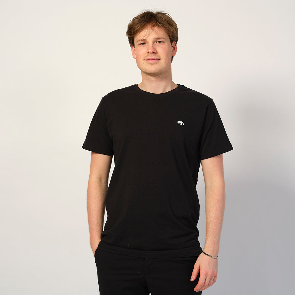 T-shirt de Algodão Orgânico Preta Homem Urso Polar