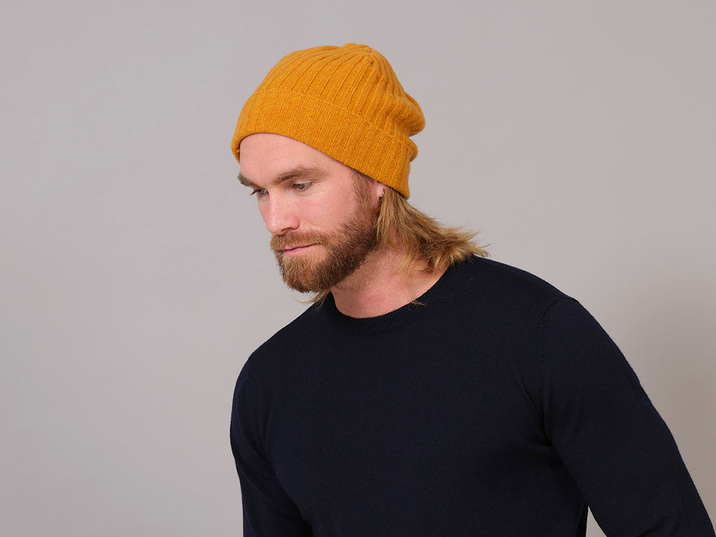 Gorro de Lã Orgânica Amarelo Homem