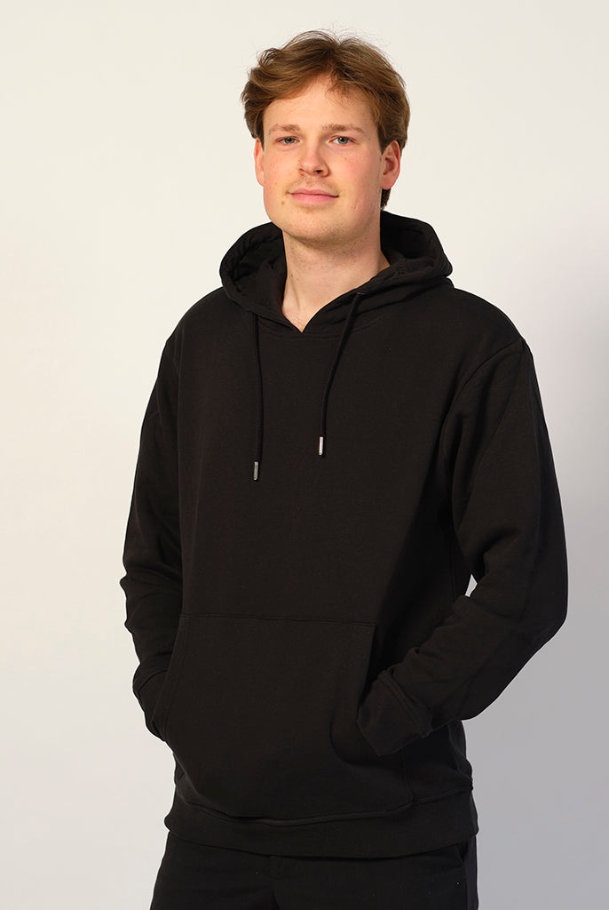 Homem hoodie Sweatshirt de Algodão Orgânico Preta