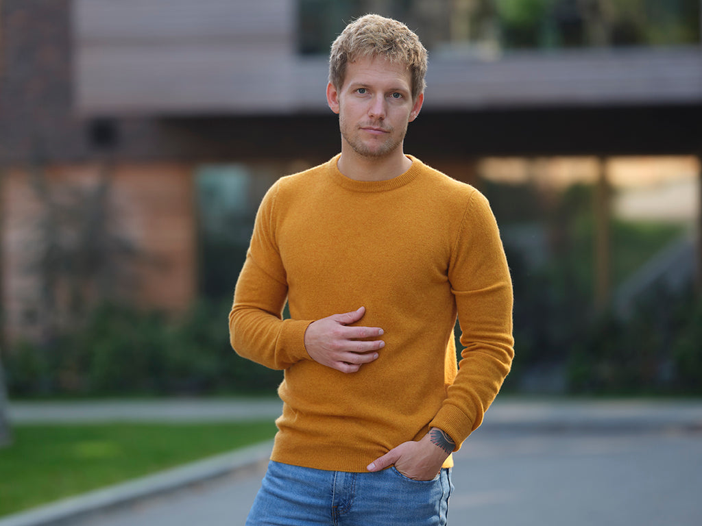 Camisola de Lã Orgânica Amarela Homem