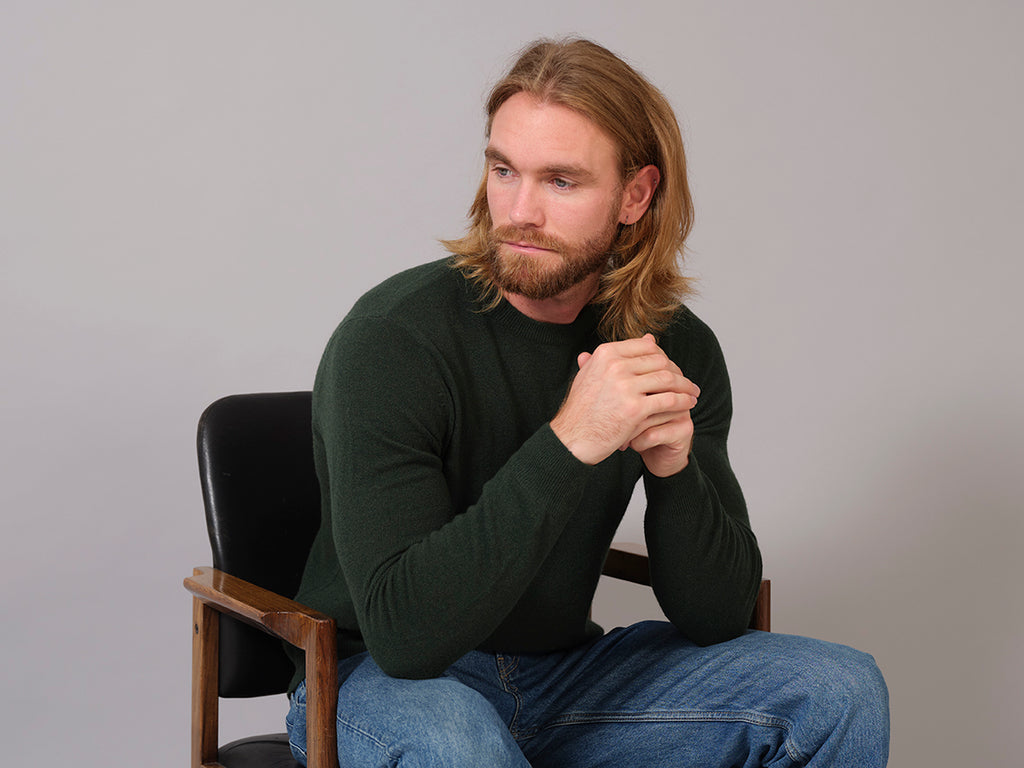 Camisola de Lã Orgânica Homem Verde